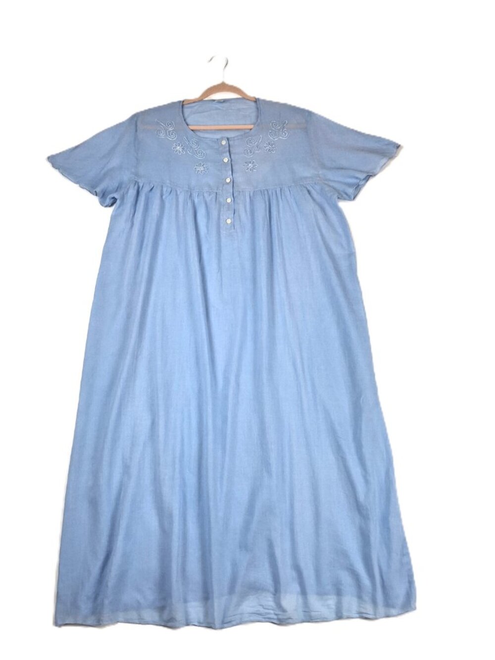 Ragno Made in Italy Sz XL Long Ballet Cotton Nightgown Flutter Sleeves Embroider